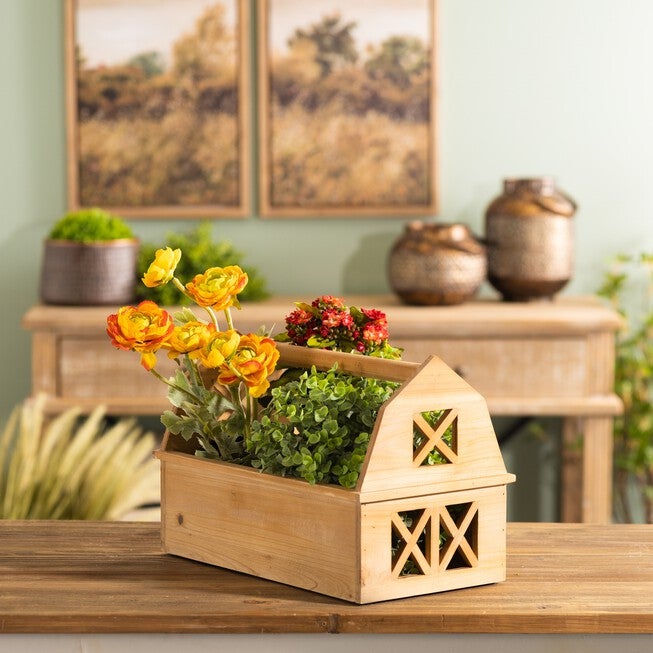 Wood Barn Caddy Tray 15 inchesL, BROWN, alternate image number null