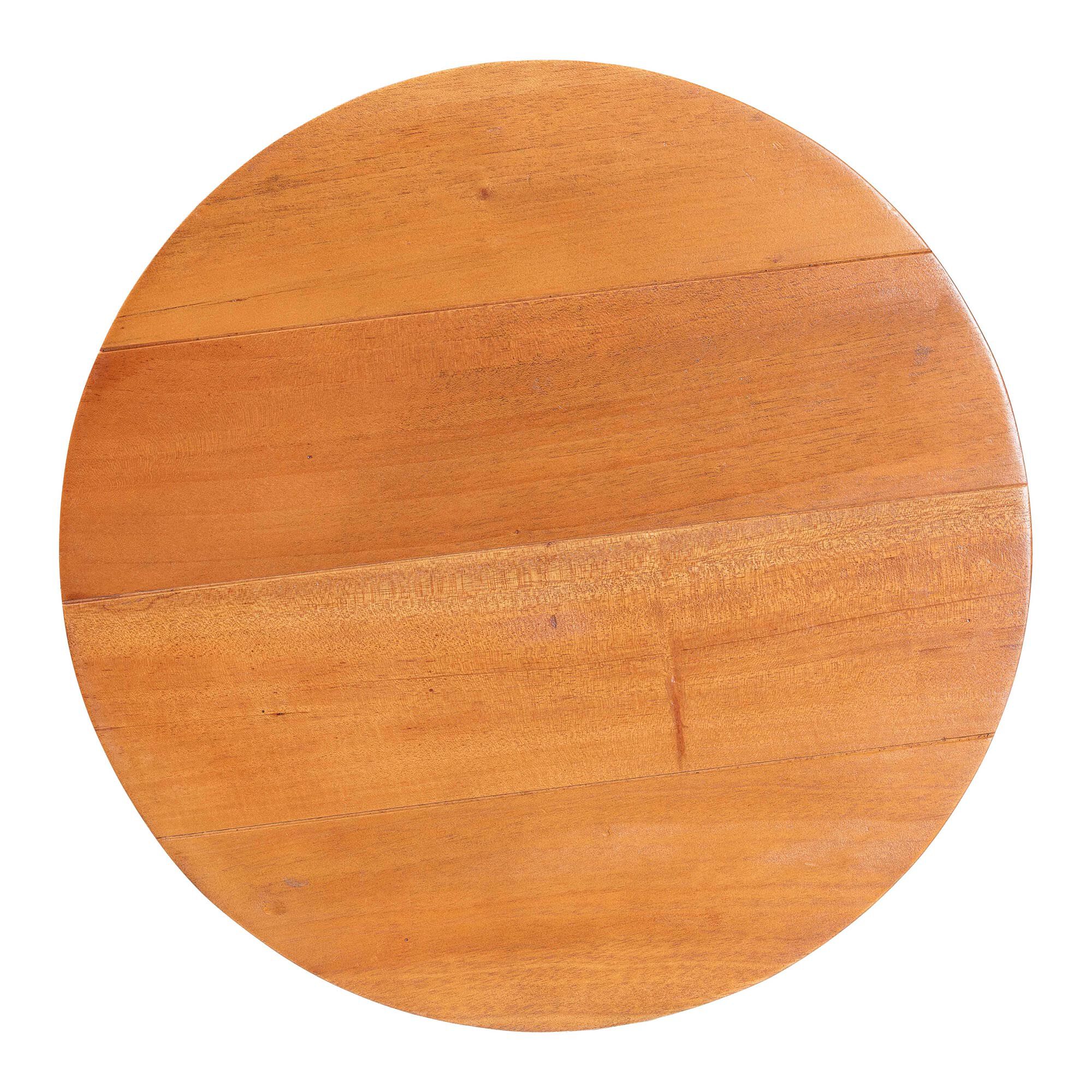 Derenik Natural Rattan and Mahogany Wood End Table - Boho Accent Side Table with Woven Basket Base, BROWN, alternate image number 4