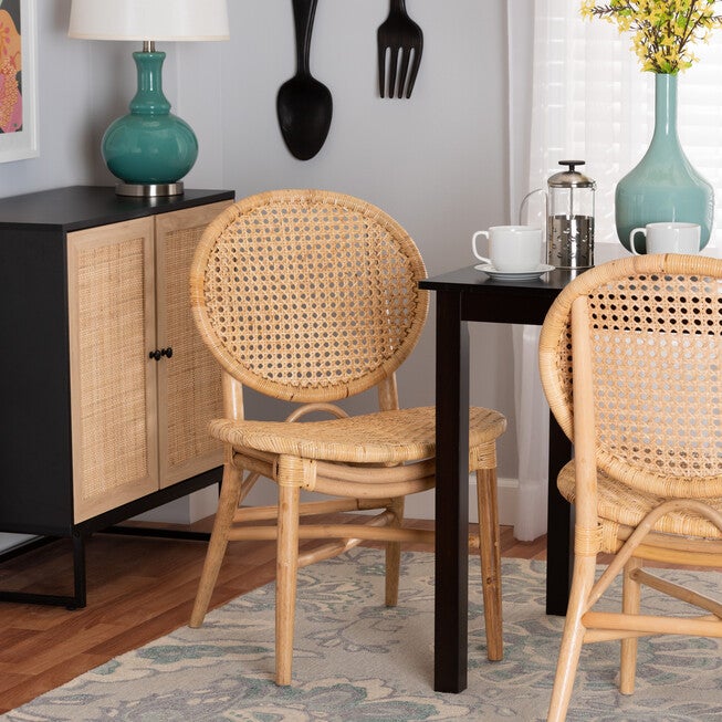 Osaka Modern Bohemian Natural Brown Rattan Dining Chair, NATURAL BROWN, hi-res image number 0