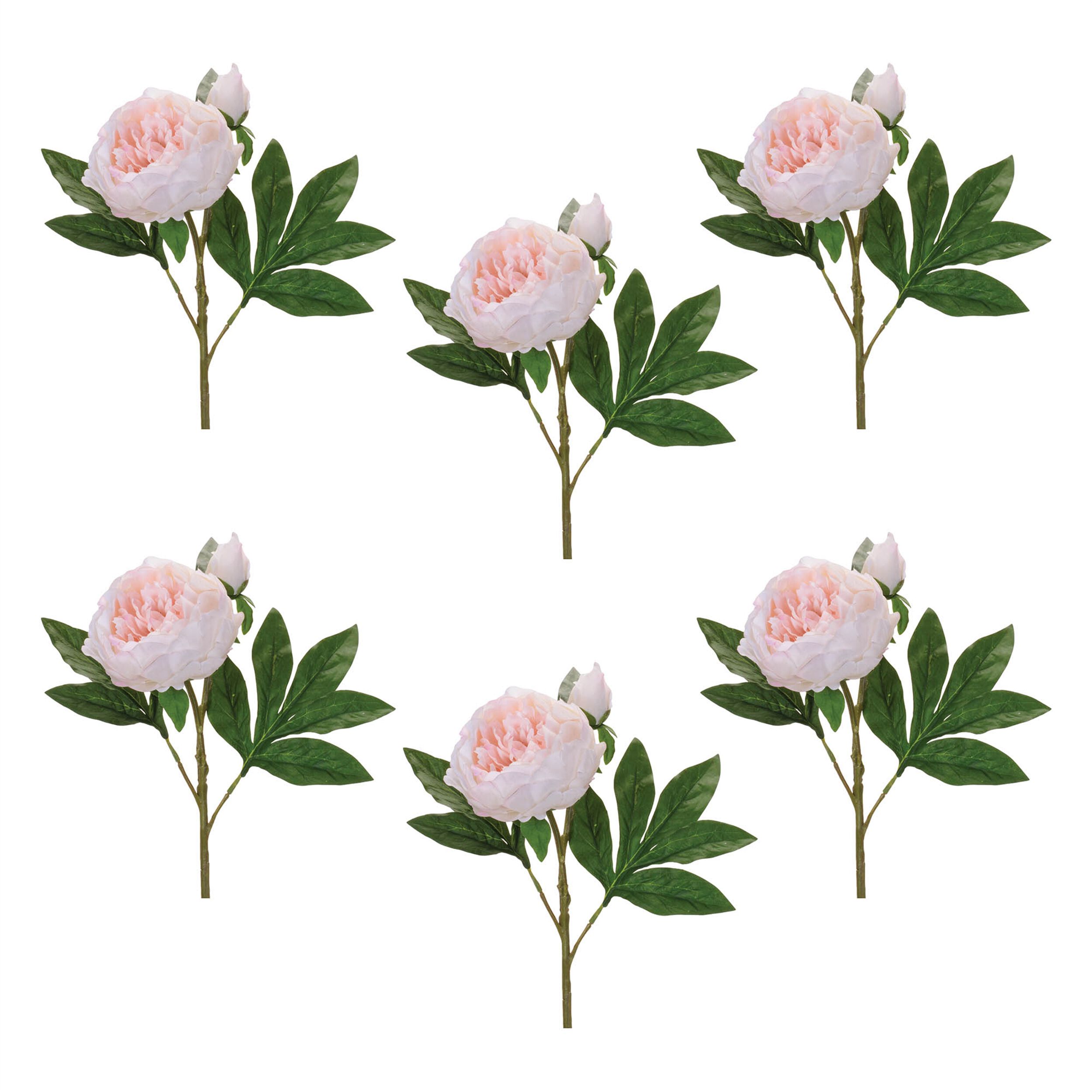 Peony Floral Spray Set of 6, PINK GREEN, alternate image number 2