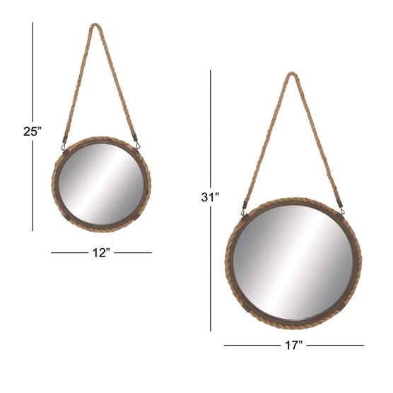 Set Of 2 Brown Metal Rustic Wall Mirror, , alternate image number null