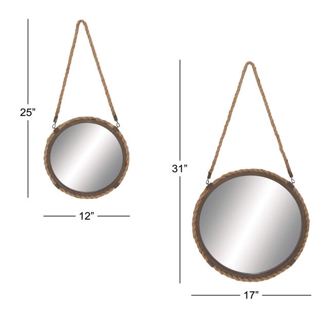 Set Of 2 Brown Metal Rustic Wall Mirrors, , alternate image number 6