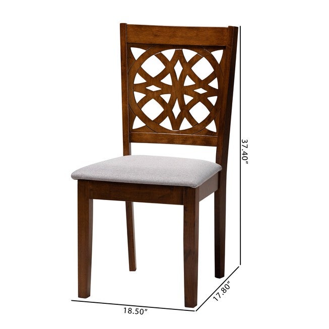 Abigail Modern Beige Fabric And Dark Brown Finished Wood 2-Piece Dining Chair Set, , alternate image number null