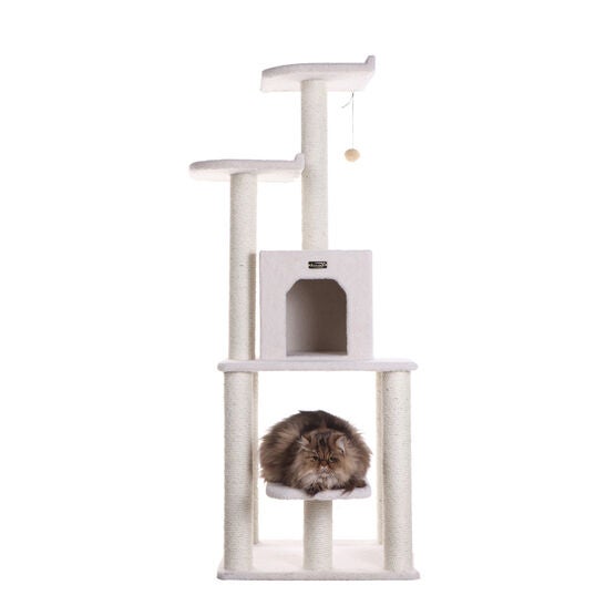 Classic 62" Real Wood Cat Tree With Levels, Condo And Two Perches, , alternate image number null