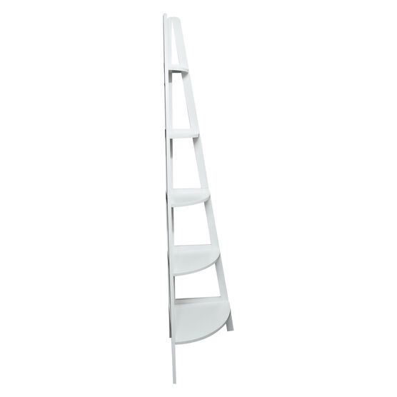 5-Shelf Corner Ladder Bookcase - White, , alternate image number null
