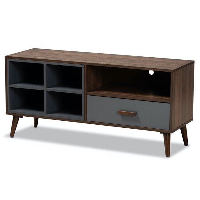 Garrick Two-Tone Wood 1-Drawer Tv Stand Furniture, GREY WALNUT BROWN, hi-res image number 0