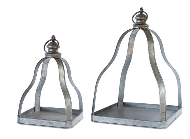 Lantern (Set of 2) 15.5 inchesH, 20 inchesH Metal, GREY/BLACK, hi-res image number 0