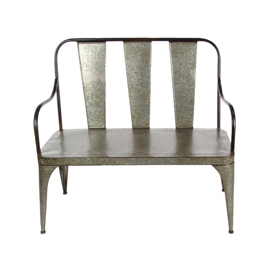 Silver Metal Farmhouse Bench, SILVER, hi-res image number null
