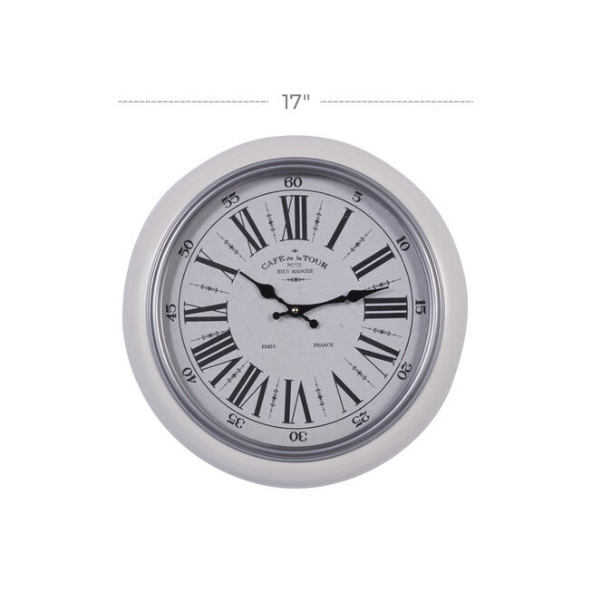 White Farmhouse Metal Wall Clock, , alternate image number null