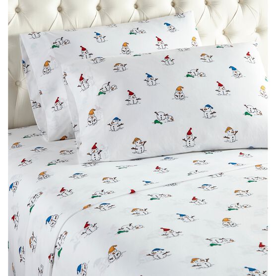 Micro Flannel® Snowman Print Sheet Set, FLANNEL, hi-res image number null
