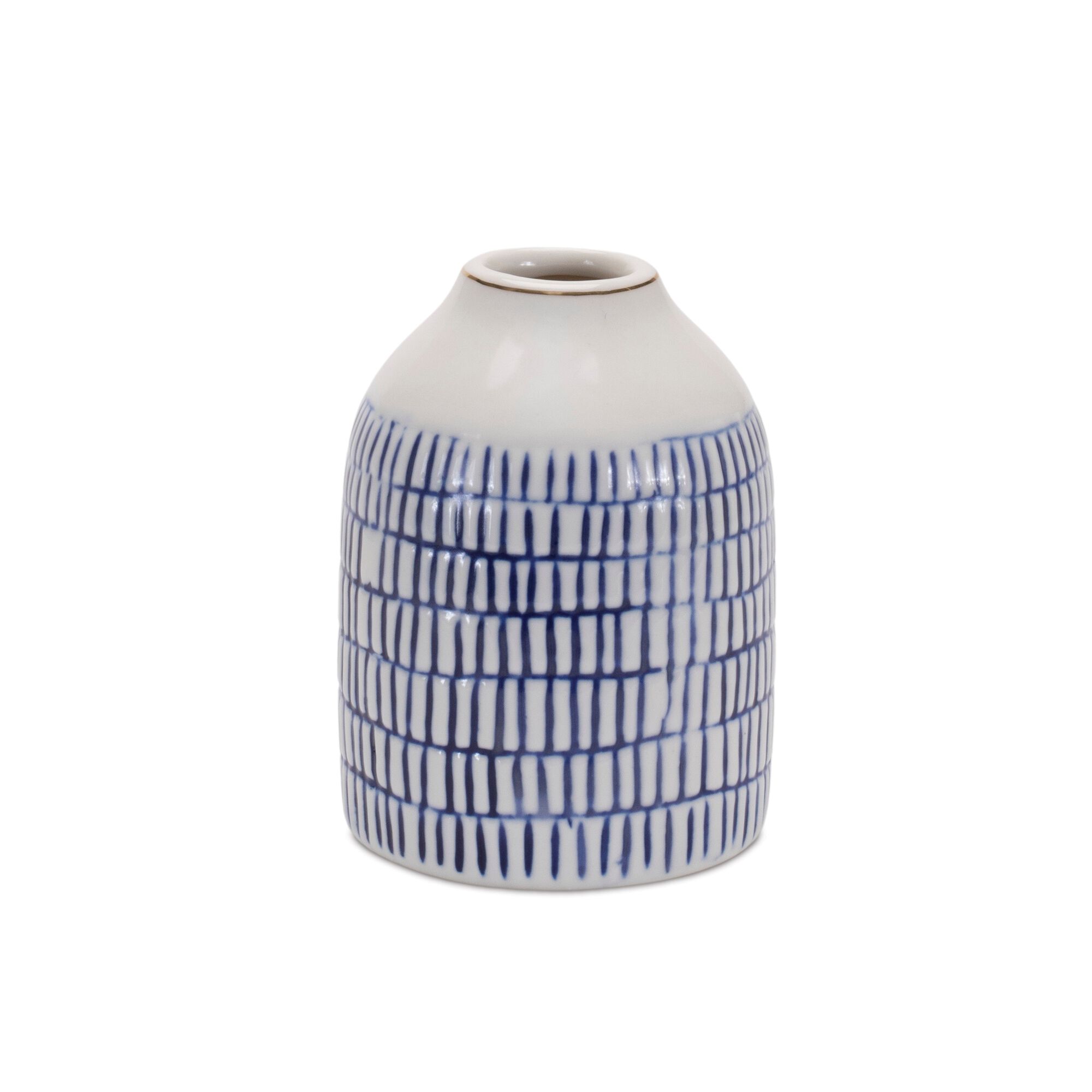 Etched Ceramic Bud Vase (Set of 2), WHITE/BLUE, alternate image number 2