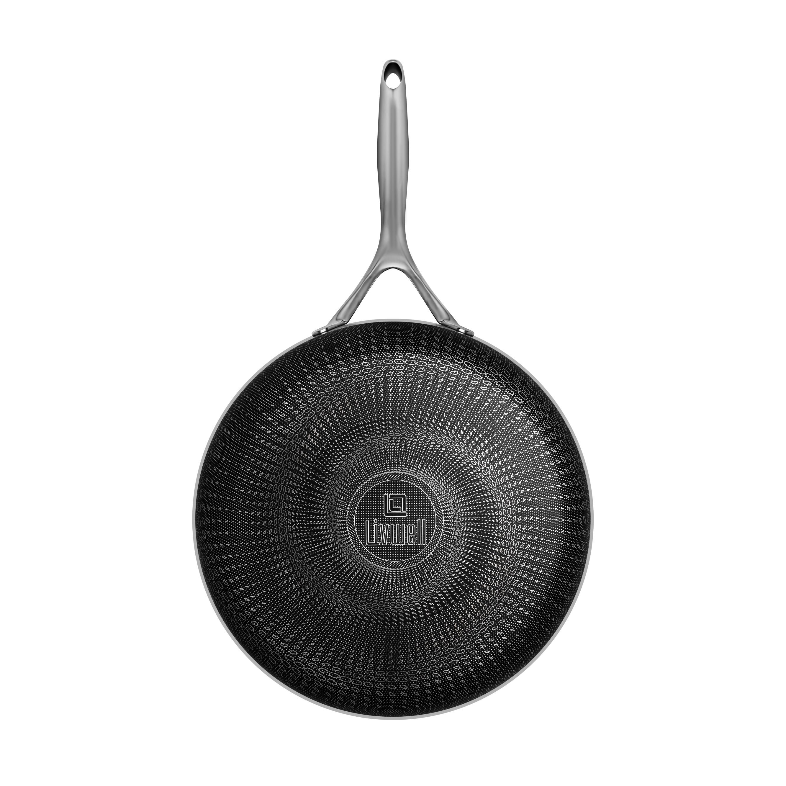LIVWELL DiamondClad™ 12 inches Hybrid Nonstick Stainless Steel Frying Pan, Dishwasher Safe, PFOA-free – Silver/Black, SILVER, alternate image number 5