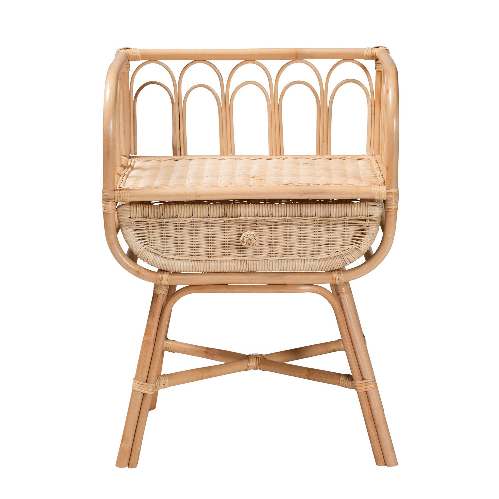 Panchali Modern Bohemian Natural Brown Rattan Nightstand, , alternate image number 2