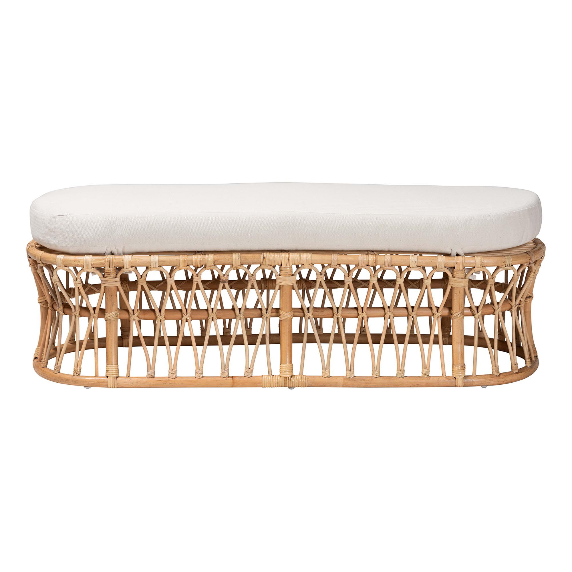 Adelpha Natural Rattan Accent Bench with Cushioned Seat, NATURAL, alternate image number 2