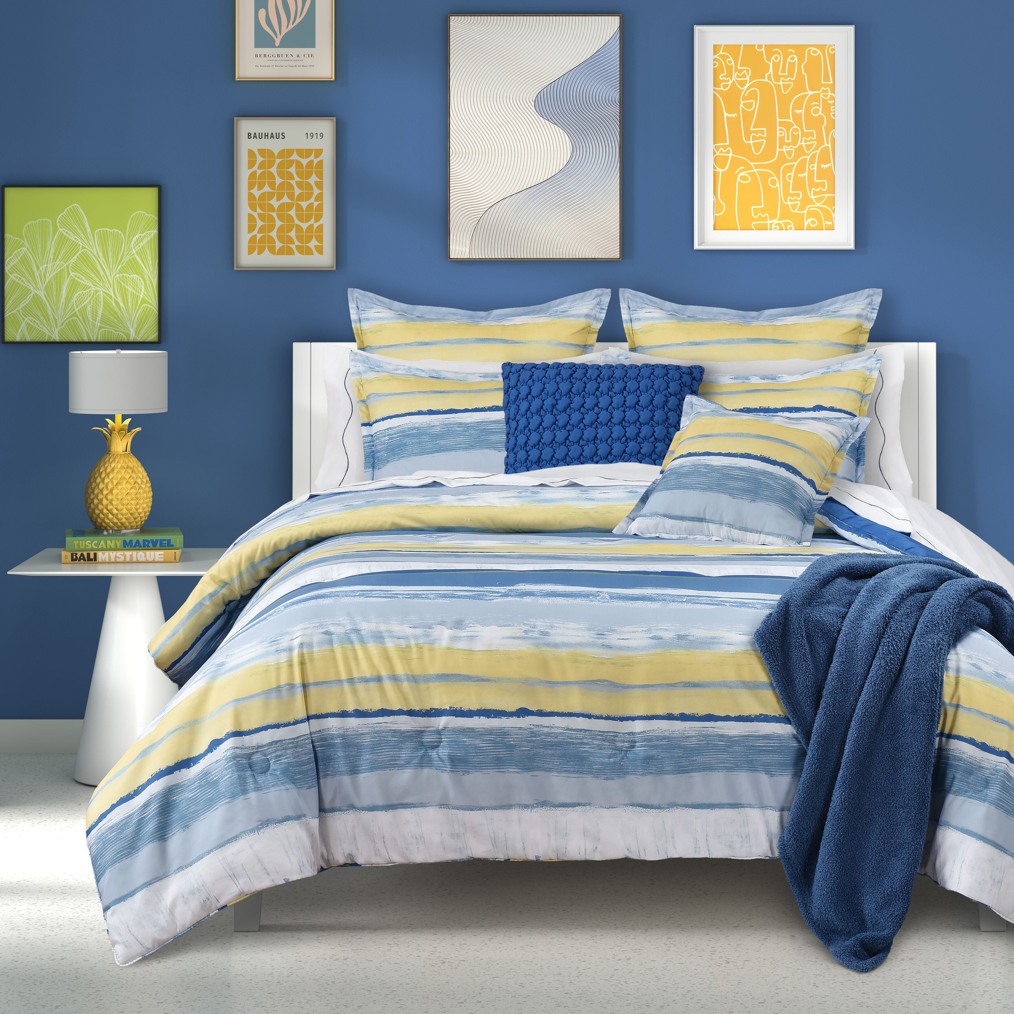 SEASHORE KING/CAL KING 3PC. COMFORTER SET, BLUE, hi-res image number 0