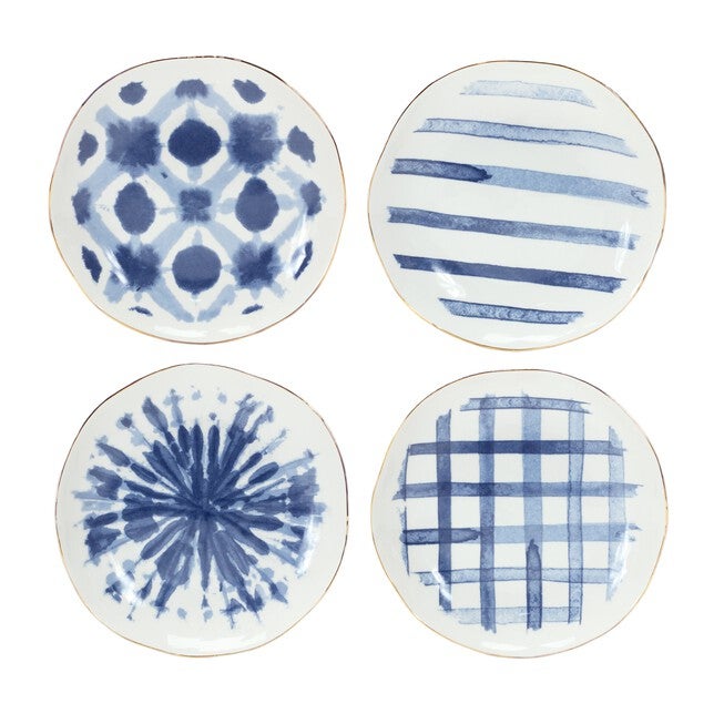 Plate (Set of 4) 7 inchesD Ceramic, BLUE/WHITE, hi-res image number 0