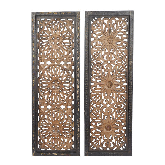 Set Of 2 Brown Wood Traditional Wall Décor, BROWN, hi-res image number null
