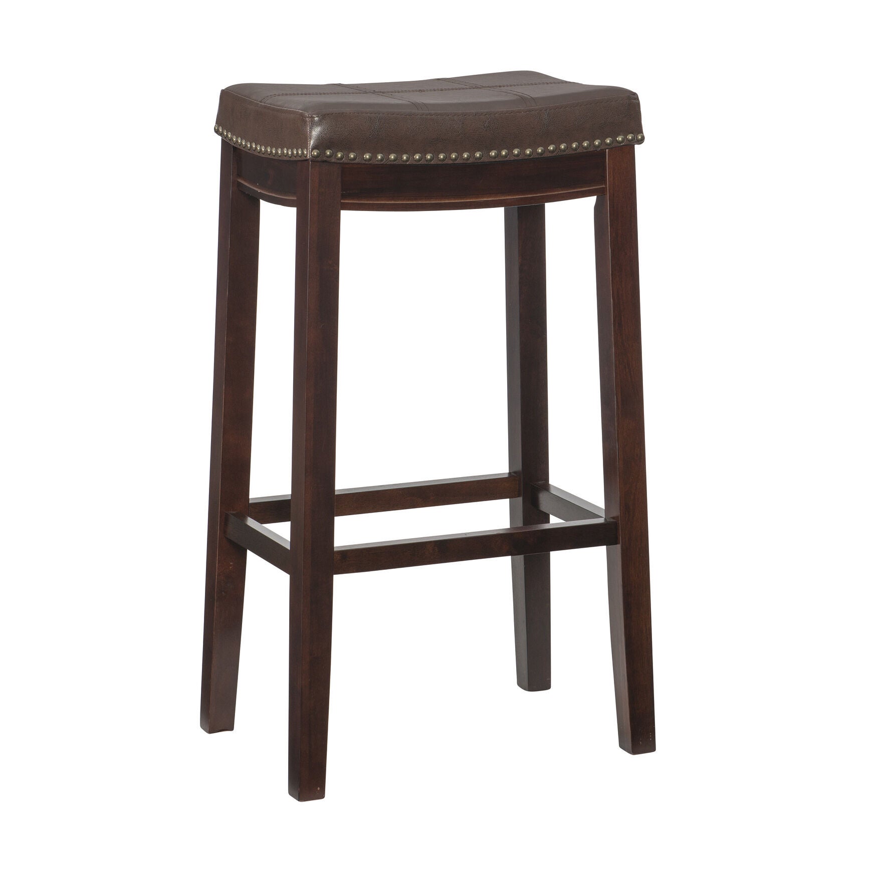Claridge Faux Leather Upholsterd Seat Bar Stool, BROWN, hi-res image number 0