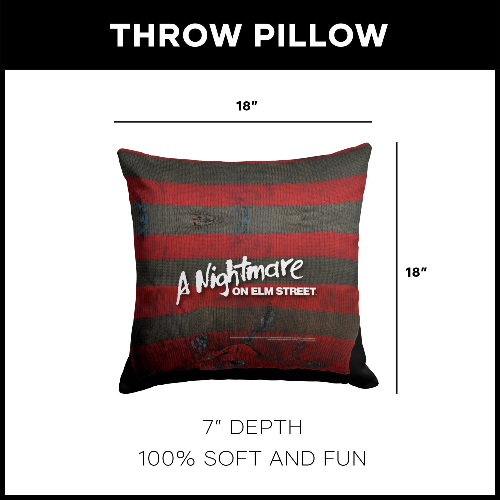 Warner Bros. Nightmare on Elm Street Sweater Throw Pillow 18X18 Inches, ELM STREET, alternate image number 4