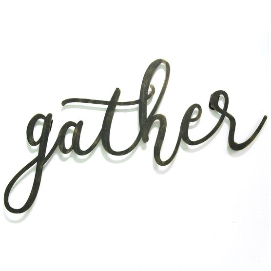 Black "gather" Script Wall Decor, BLACK, hi-res image number null