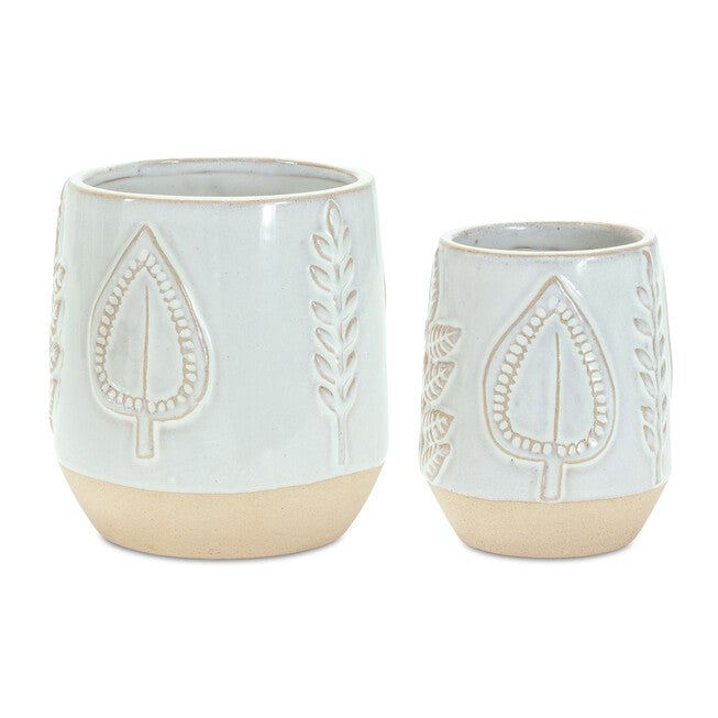 Container (Set of 2) 4.75 inchesD x 4.25 inchesH, 5.5 inchesD x 5 inchesH Porcelain, BEIGE/GREY, alternate image number null