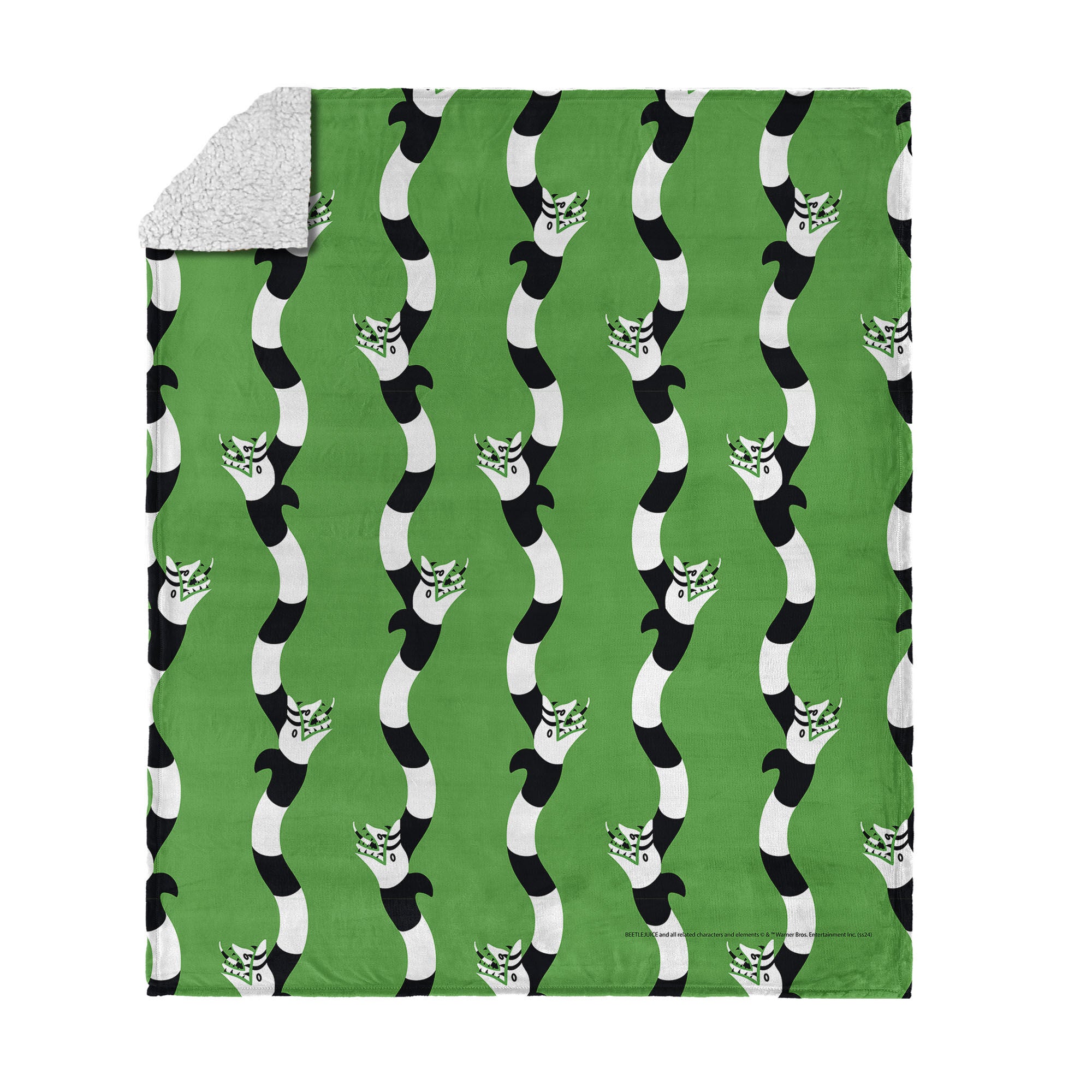 Warner Bros. Beetlejuice No Rules Silk Touch Sherpa Throw Blanket 50X60 Inches, GREEN, hi-res image number 0