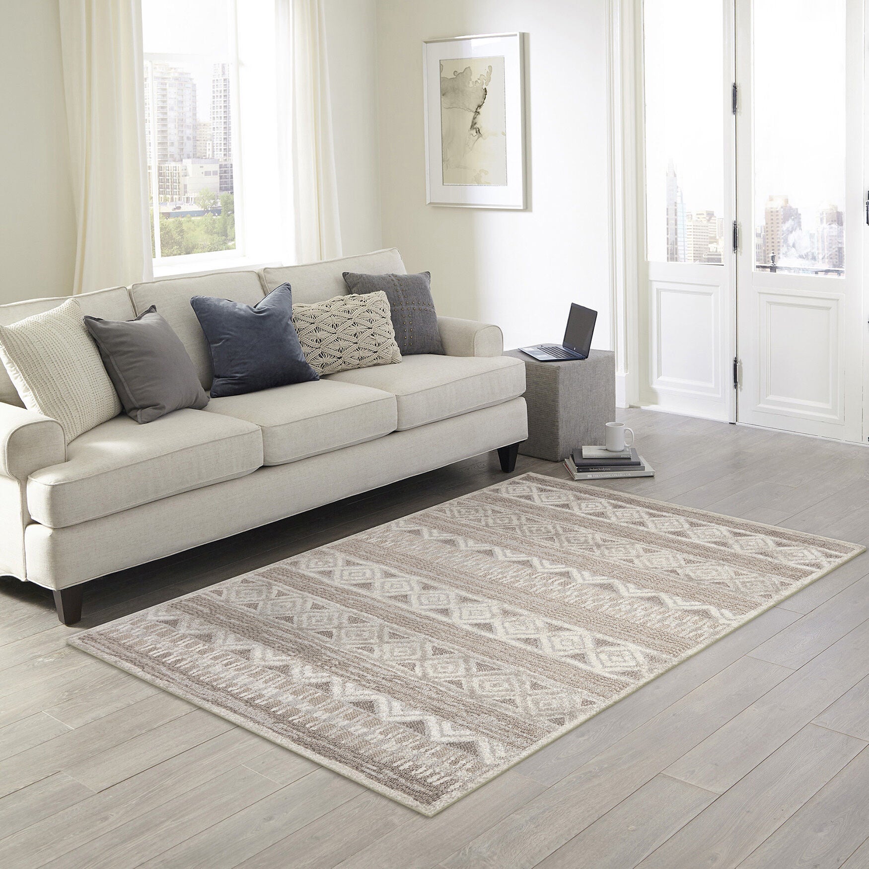 Napoli Diamond Stripe Indoor Area Rug Natural, , alternate image number 4
