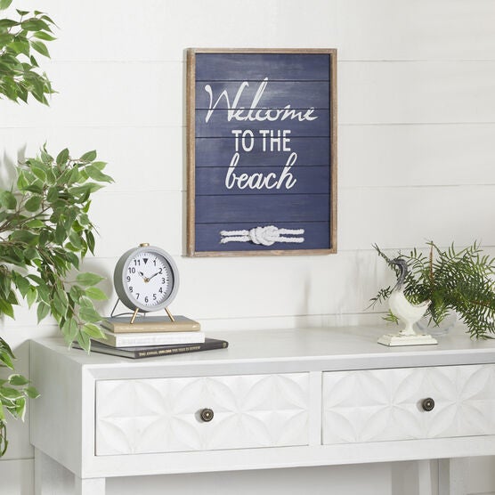 Coastal Blue Wood Welcome To The Beach Sign, , alternate image number null