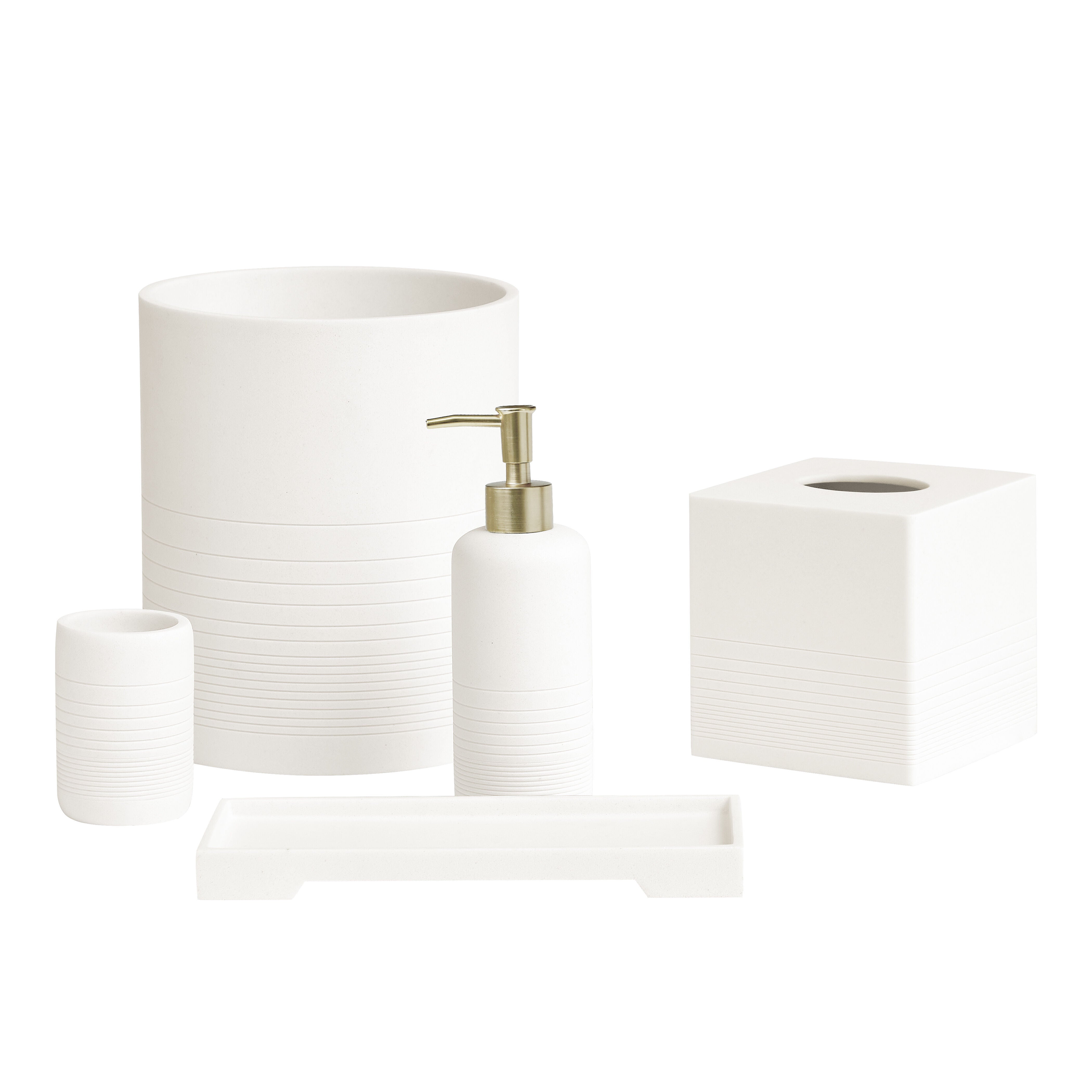 REVERIE BATH ACCESSORIES WASTEBASKET, WHITE, alternate image number 2