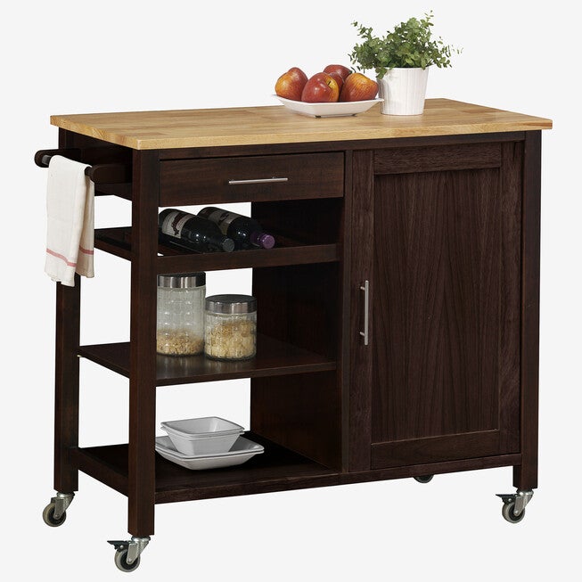 Calgary Cart with Wood Top, EXPRESSO, hi-res image number 0