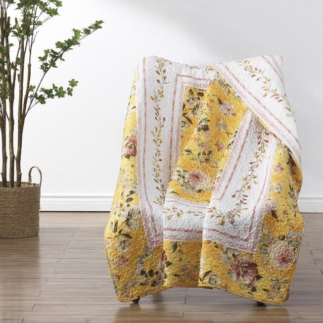 Finley Yellow Throw Blanket, YELLOW, hi-res image number 0
