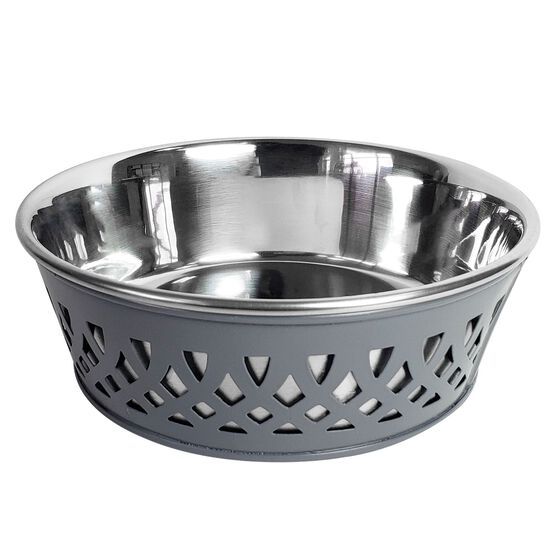 Stainless Steel Country Farmhouse Dog Bowl Gray 30 oz, GRAY, hi-res image number null