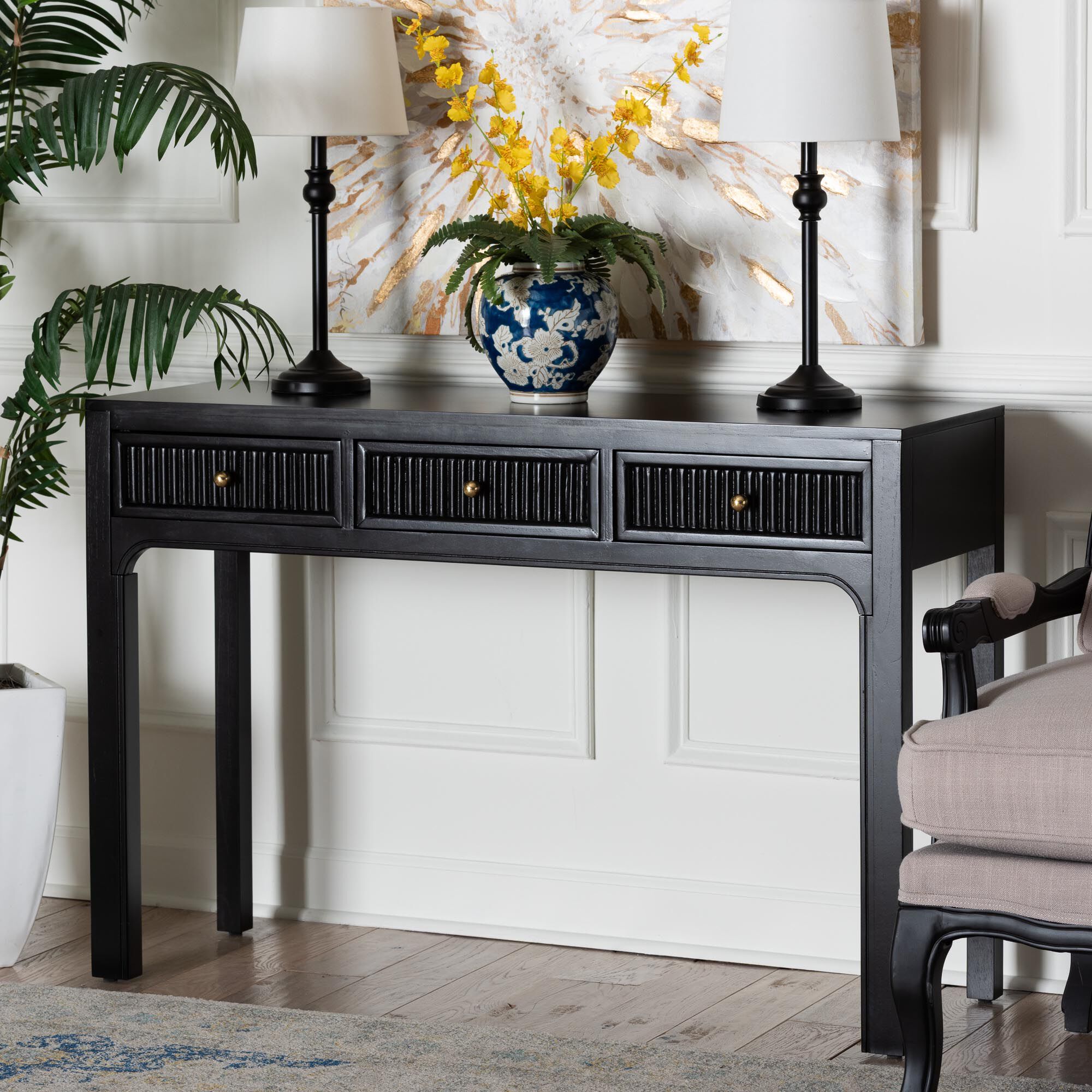 Leah Console Table, BLACK, hi-res image number 0