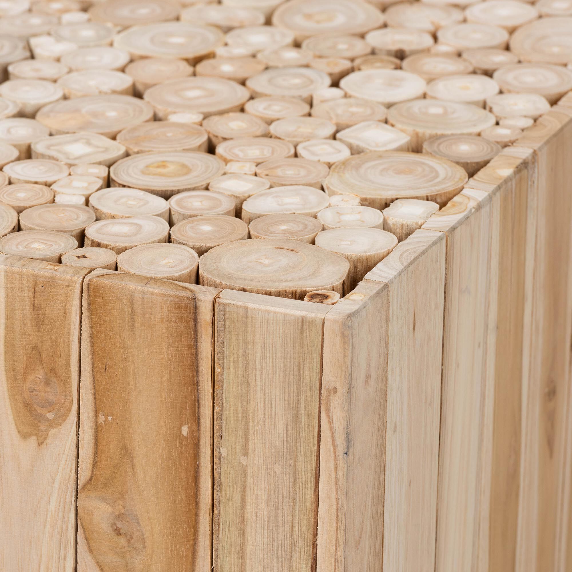 Augusta Bohemian Natural Teak Wood Coffee Table with Unique Repurposed Wood Logs, NATURAL, alternate image number 4