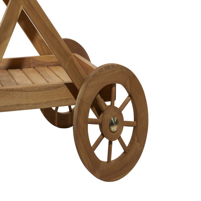 Brown Teak Wood Traditional Rolling Serving Cart, , alternate image number 6