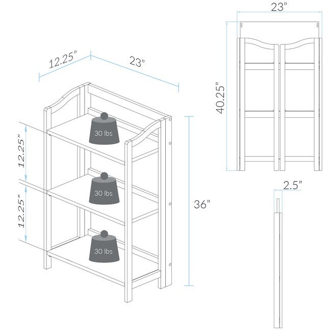 Stratford 3-Shelf Folding Bookcase-Espresso, , alternate image number 6