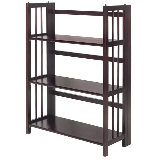 3-Shelf Folding Stackable Bookcase 27.5" Wide-Espresso, , alternate image number null