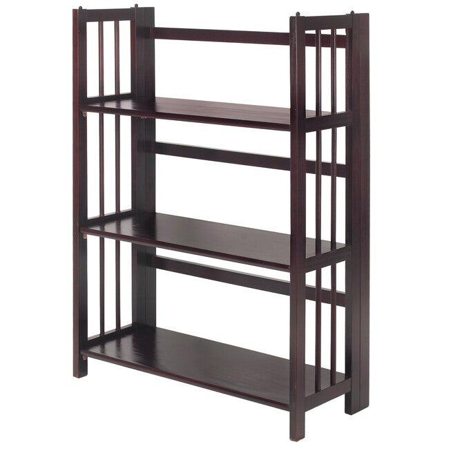 3-Shelf Folding Stackable Bookcase 27.5 inches Wide-Espresso, , alternate image number 4