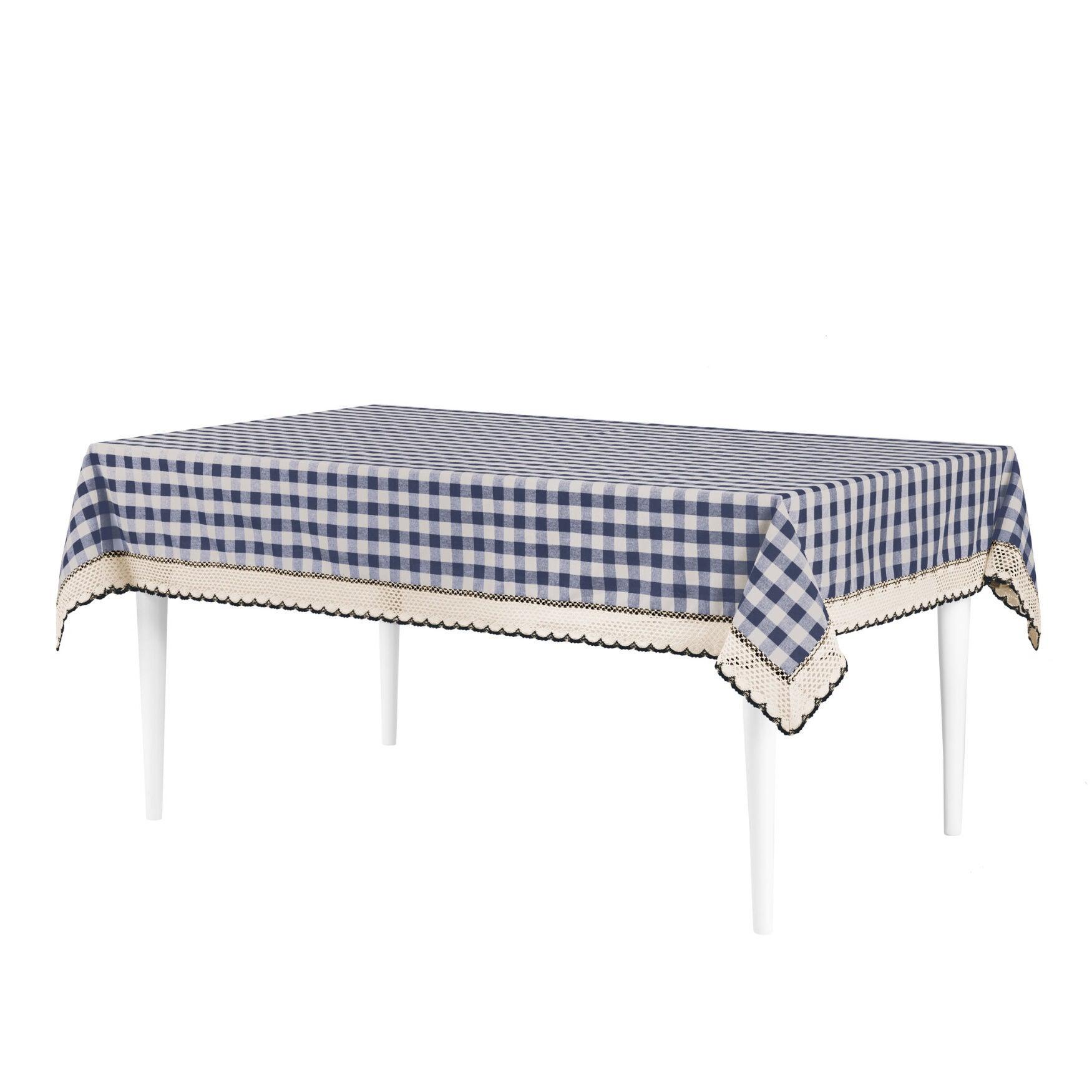 Buffalo Check Tablecloth - 60-in x 104-in, NAVY, hi-res image number 0