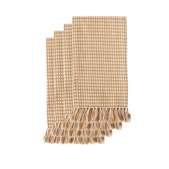 HOMESPUN FRINGED Napkins 4 PK18X18, ECRU, hi-res image number null