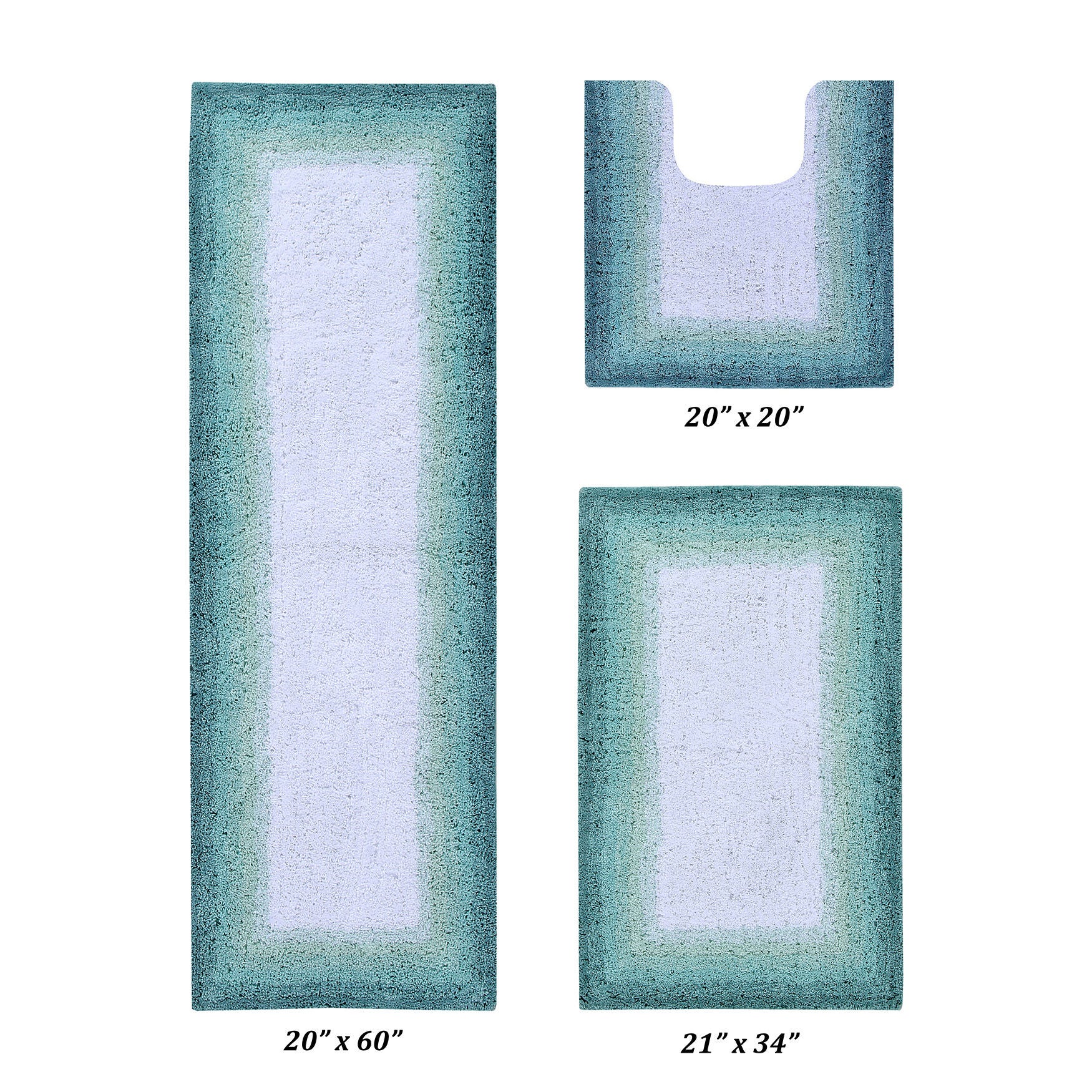 Torrent Border Bath Rug Mat, 3-Pc. Set, TURQUOISE, hi-res image number 0
