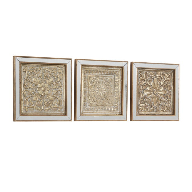 Set Of 3 Brown Metal Glam Floral Wall Décor, , alternate image number 2