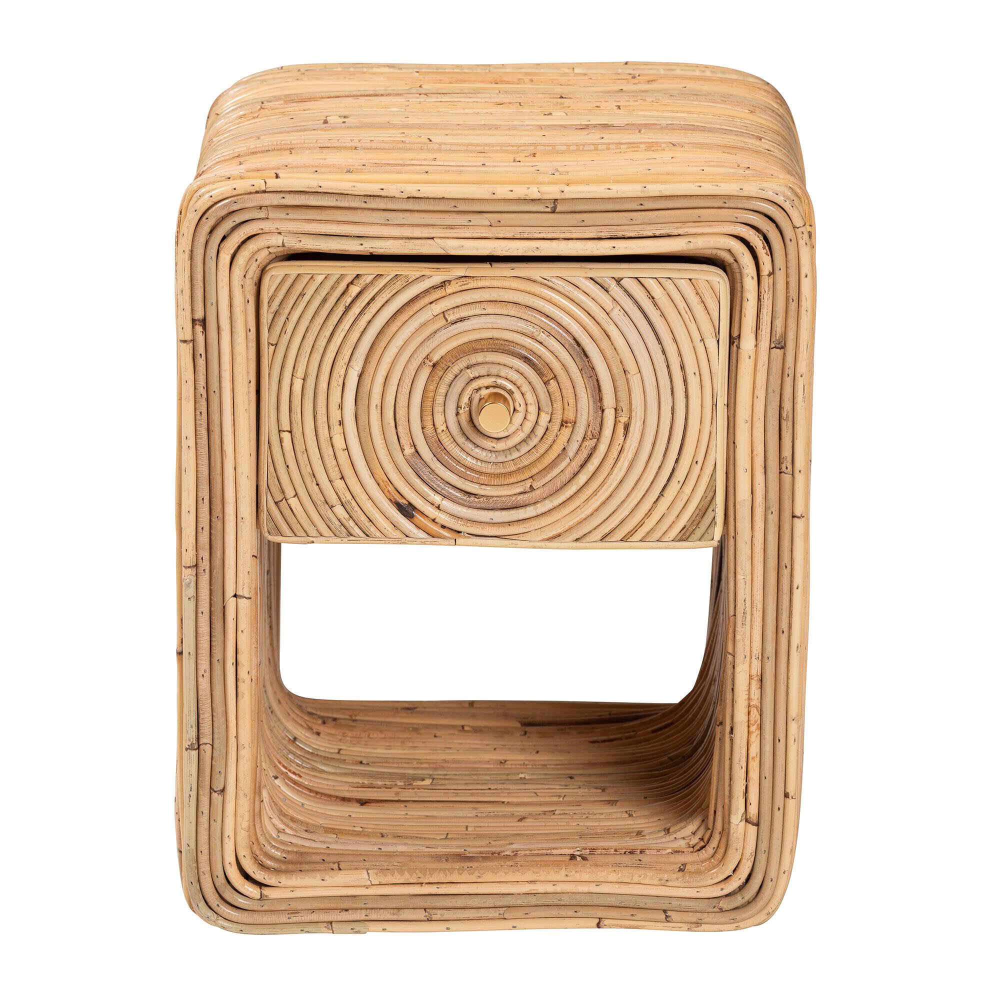Rosina Bohemian Natural Rattan 1-Drawer Nightstand, NATURAL, alternate image number 4