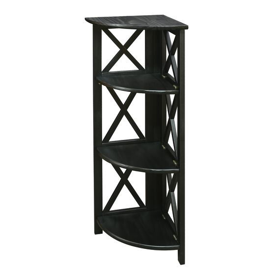 Montego 4-Shelf Corner Folding Bookcase-Black, , alternate image number null