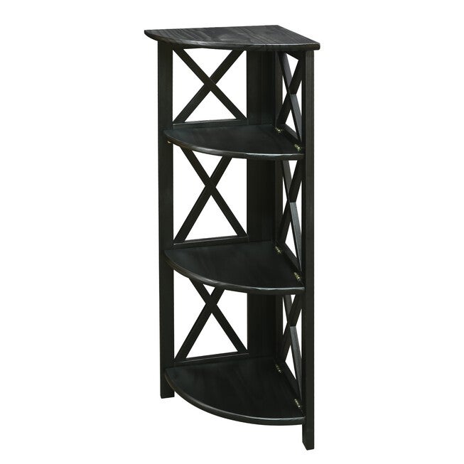 Montego 4-Shelf Corner Folding Bookcase-Black, , alternate image number 4