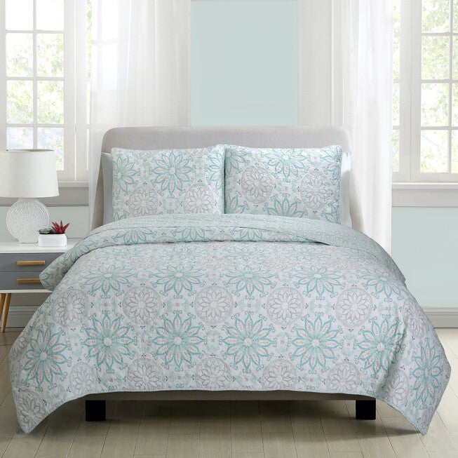 Felicity Quilt Set Quilts, AQUA, hi-res image number 0