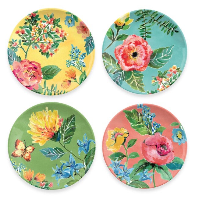 Garden Floral Assorted 4 Salad Plates, MULTI, hi-res image number null