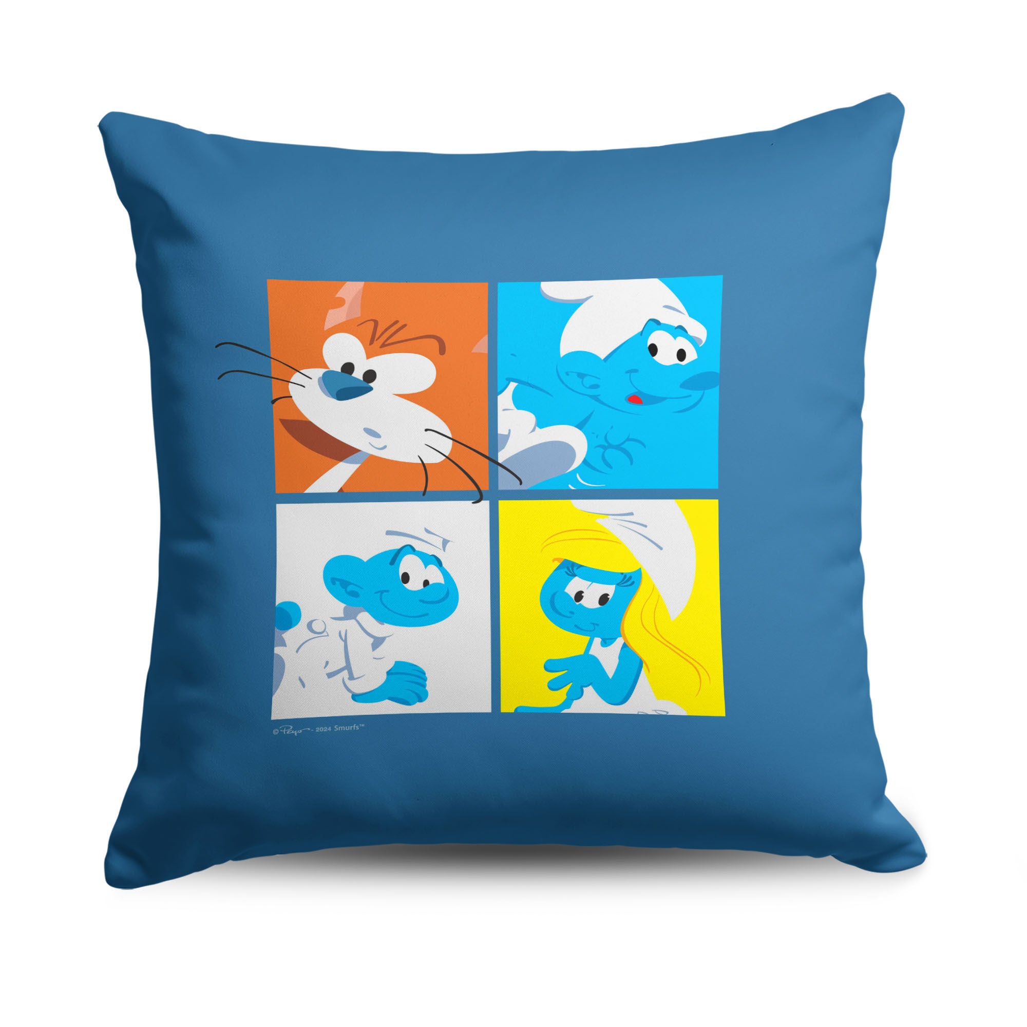 Smurfs Smurf Squad Throw Pillow 18x18 inches, BLUE, hi-res image number 0