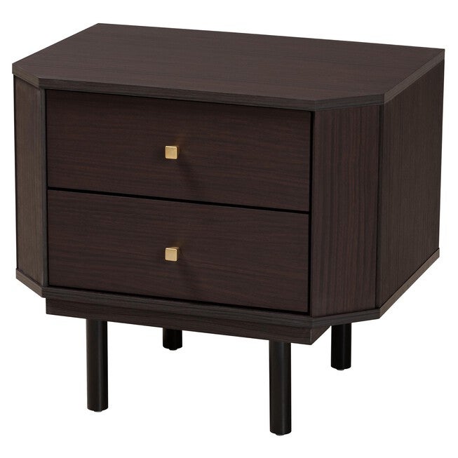 Norwood Modern Transitional Two-Tone Black And Espresso Brown Finished Wood 2-Drawer End Table, BLACK ESPRESSO BROWN, hi-res image number 0