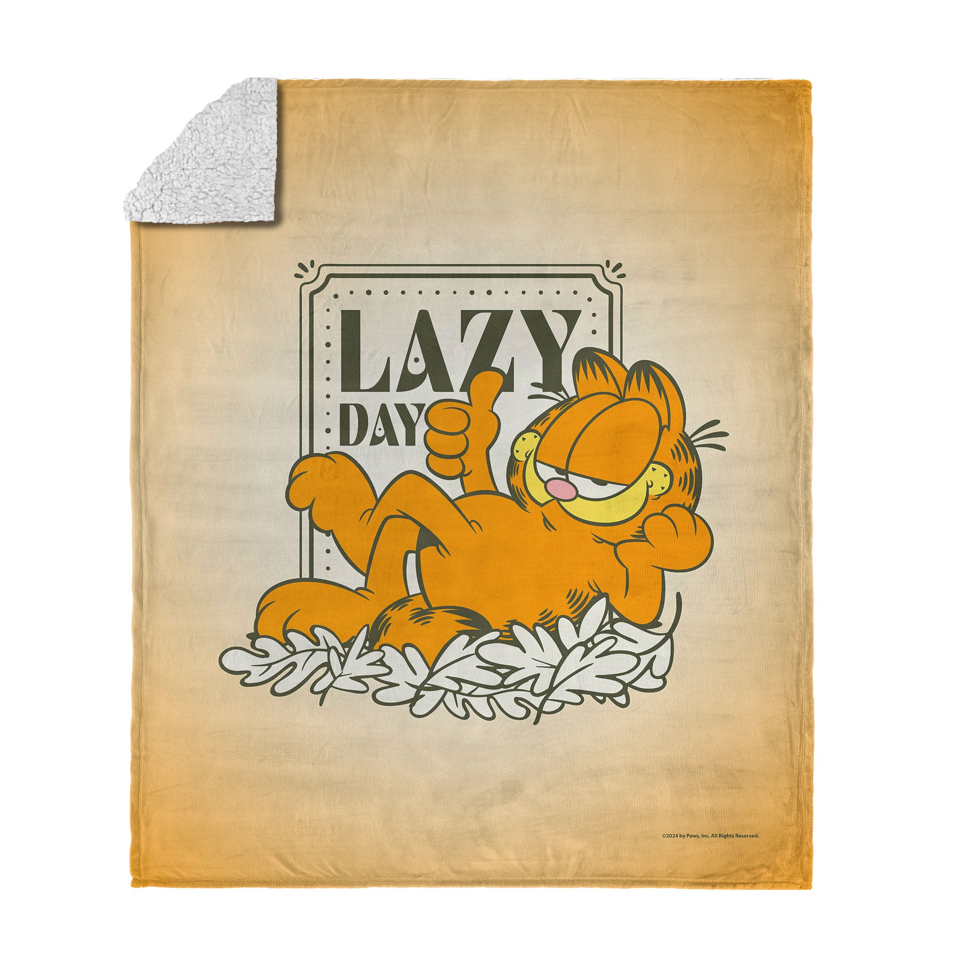 Nickelodeon Garfield Lazy Day Silk Touch Sherpa Throw Blanket 50x60 Inches, TAN, hi-res image number 0